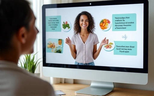 Persona dando una presentación en un webinar sobre nutrición.